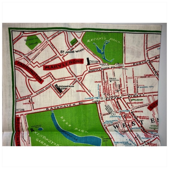 ULSTER Visitor’s London Map Souvenir Irish Linen Tea Towel Mid-Century Vintage - Picture 4 of 8